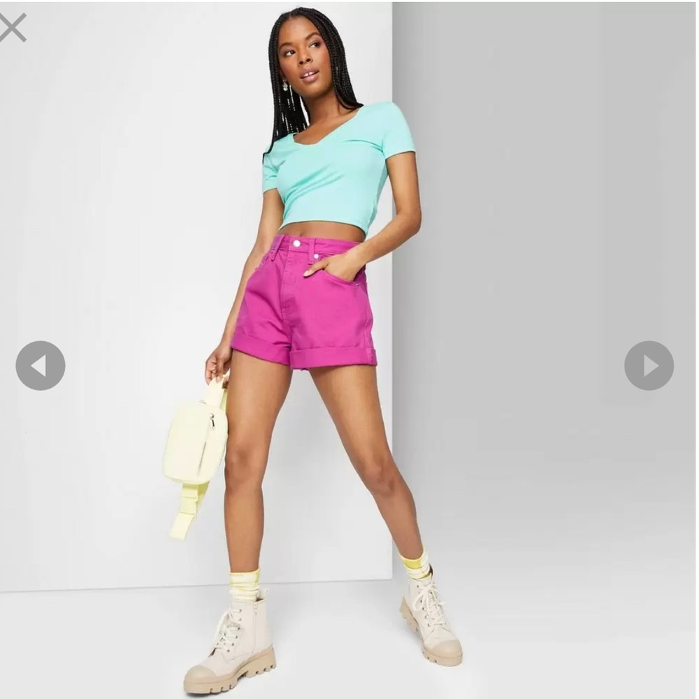 Hot pink high-rise shorts